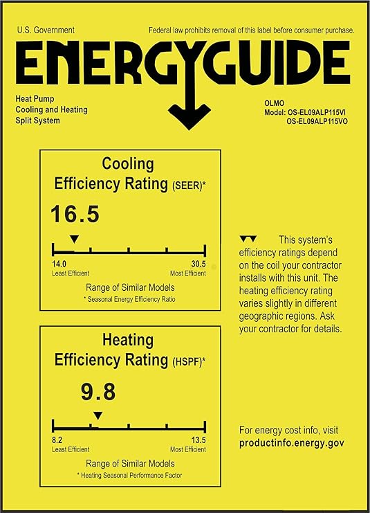 9,000 BTU R410A 115V Ductless Mini Split AC Wall Mounted OLMO Alpic Series Heat Pump
